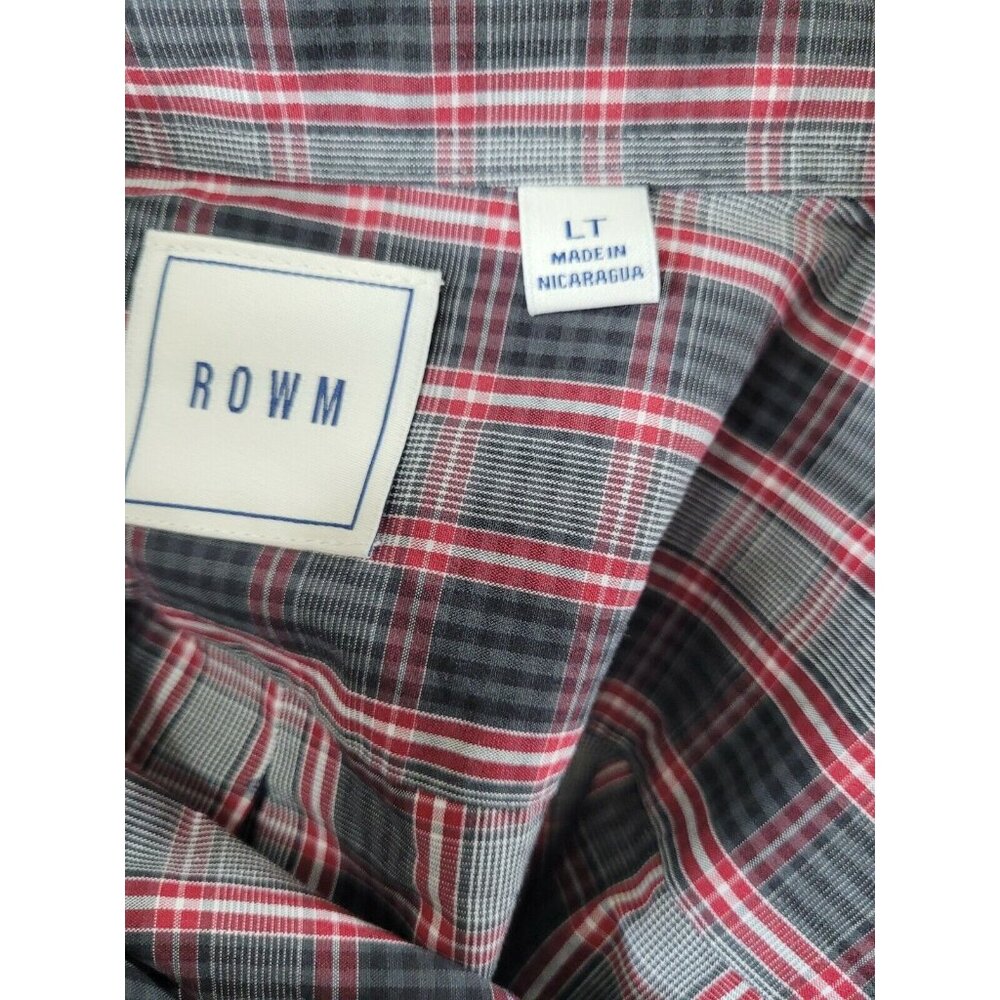 Rowm Men's Shirt Size LT Tall Gray Red Long Sleeve Button Up Plaid Cotton 33 - Picture 6 of 6